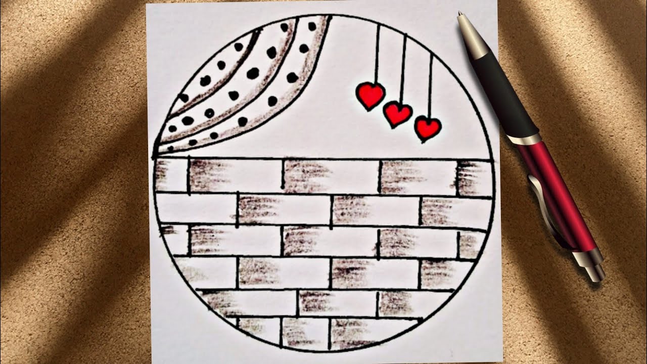 Easy Circle Heart Drawing || Red Heart Design for Beginners || Step by Step.
