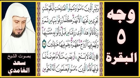 صفحة 5 سورة البقرة بصوت سعد الغامدي - وبشر الذين آمنوا وعملوا الصالحات أن لهم جنات تجري من تحتها