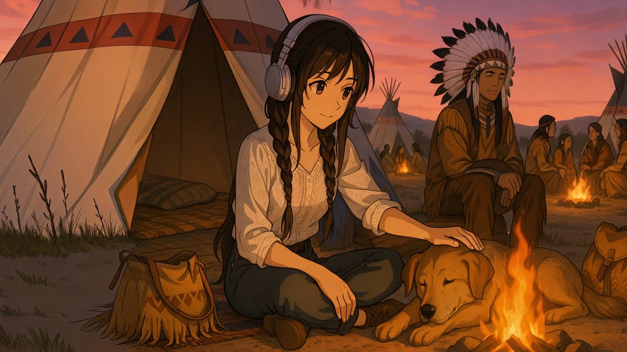 Lofi Campfire Sunset with Ombeline 🔥 Native Vibes to Relax & Study