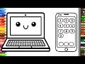 الرسم والتلوين للأطفال | كيفية رسم حاسوب محمول - الهاتف الذكي | الرسم للأطفال