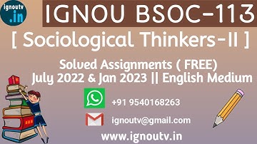 IGNOU BSOC-113 Solved Assignment July 2022 & Jan 2023  [FREE] || IGNOU BASOH || IGNOU TV || IGNOU ||