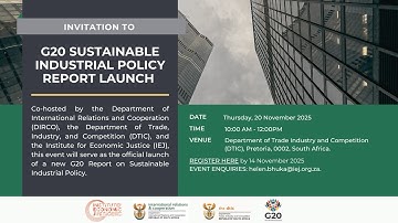 G20 Sustainable Industrial Policy Report Launch | 20 November 2025