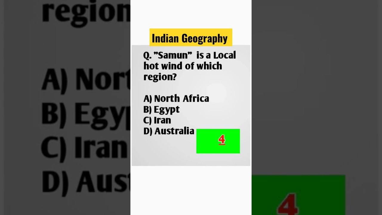 Indian Geography MCQ 🇮🇳// Local Hot Winds  