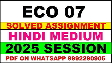 ECO 07 solved assignment 2025 in Hindi || ECO 07 solved assignment 2025 || ignou ECO07 2025