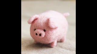 A0136 Pink Pig Wool Needle Felt