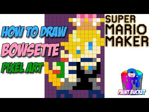 how-to-draw-bowsette-8-bit-pixel-art---super-mario-maker-tutorial-walkthrough