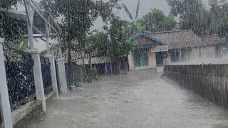 Afraid of Floods!! Very big rain falls on my village || Rain Relaxation to Overcome Insomnia