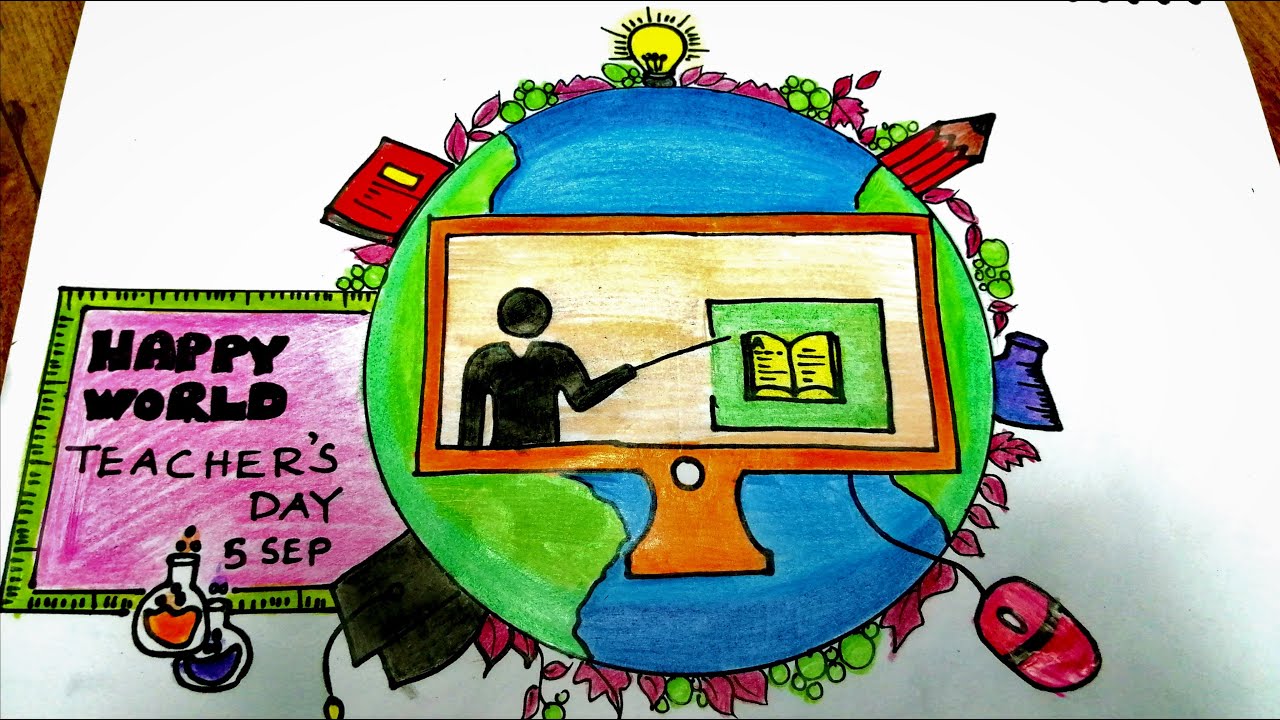 Easy Teacher's Day 2020 Poster Design|Teacher's Day Drawing. - YouTube