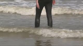 TEASER PLAYING IN THE SEA WITH MY RIDING BOOTS AND LEATHER TROUSERS AND THEN GOING SWIMMING!