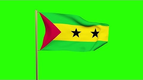 Sao Tome And Principe Flag Waving In The Wind. Green Screen, Alpha Matte. Loopab Stock Animation