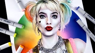 Drawing Harley Quinn with Copic Markers - Birds of Prey | Margot Robbie