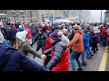 Public Ceilidh to Dashing White Sergeant Scottish Dance during Pitlochry New Year 2024 Street Party