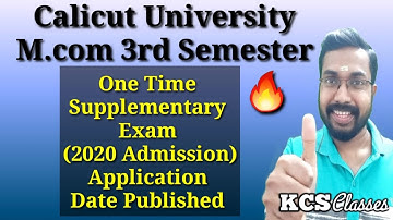 Calicut University M.com 3rd Semester One Time Supplementary Exam Application Date Published