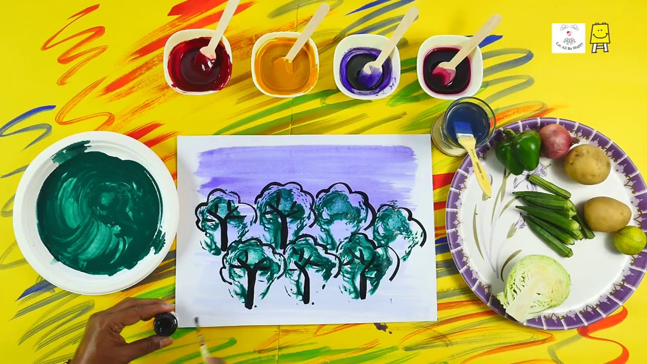 Vegetable block printing 2 (Marathi) भाज्यांचे बनवले ठसे 2 YouTube