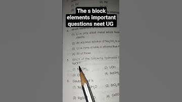 The s block elements important questions neet UG #aiims #ytshorts #ncert #viralchemistry #chemistry