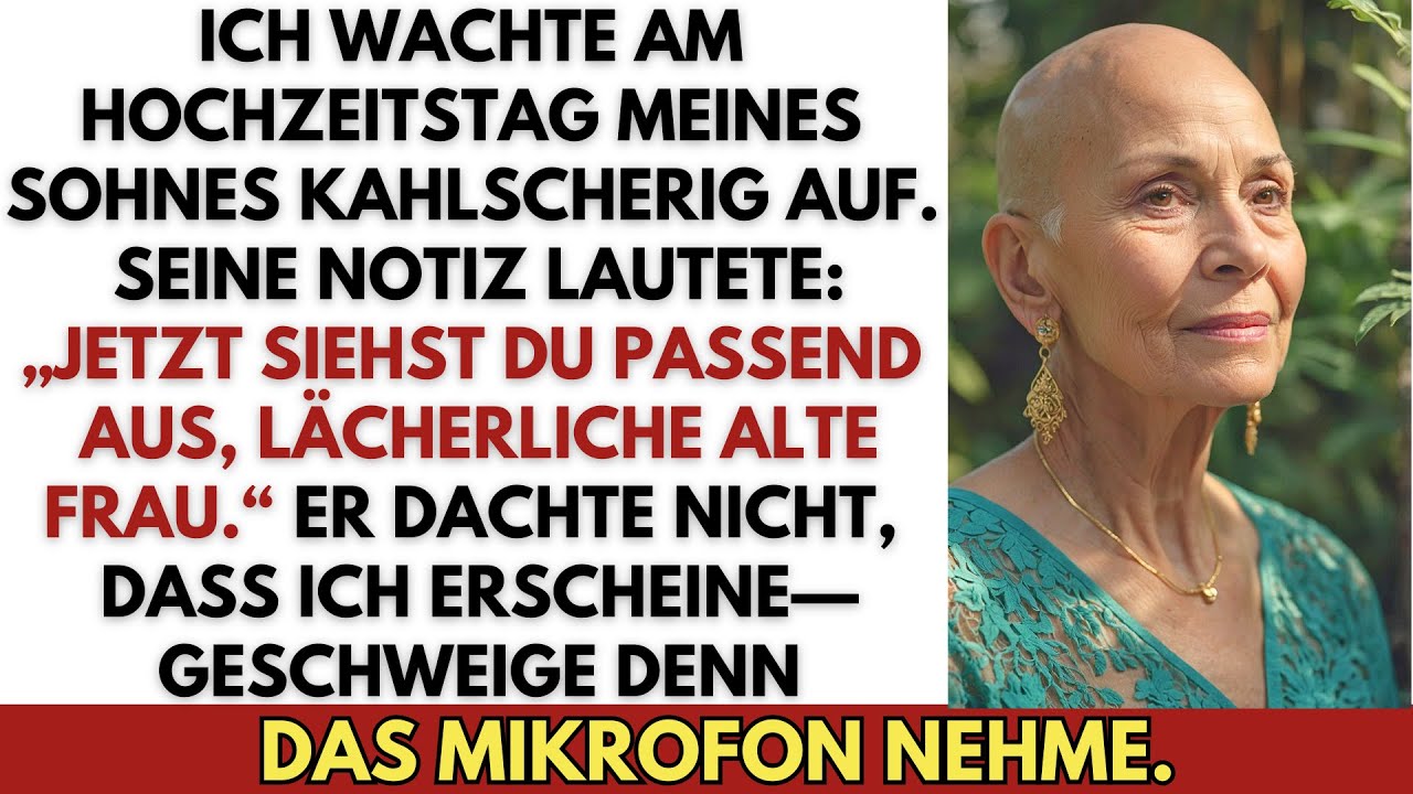 Ich wachte kahl auf. Die Notiz meines Sohnes: „Jetzt siehst du passend aus, lächerliche alte Frau.“