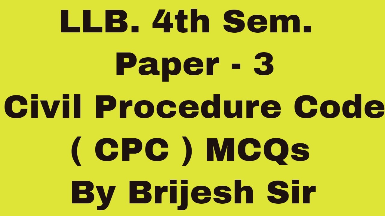Civil Procedure Code MCQ in hindi / Civil Procedure Code MCQ / CPC MCQ ...