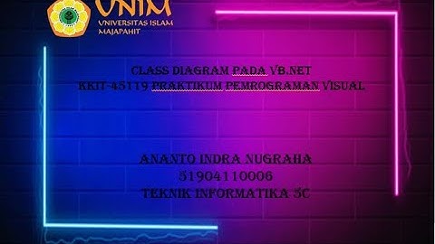 KKIT-45119 Praktikum Pemrograman Visual : Class Diagram pada VB.Net