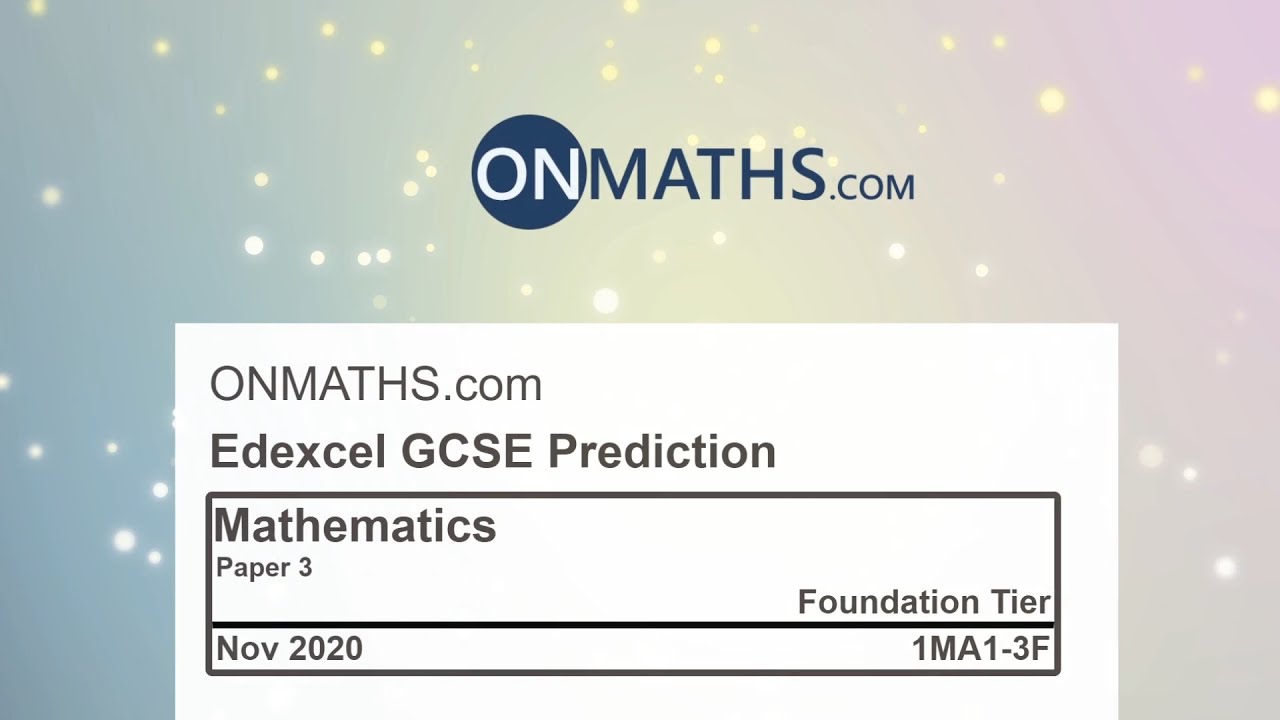 November Aqa Foundation Paper 3 Maths Gcse Predicted Paper Calculator Exam 00 3f Nov Youtube