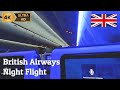 [4K] British Airways Night flight cabin White noise Safety instructions video