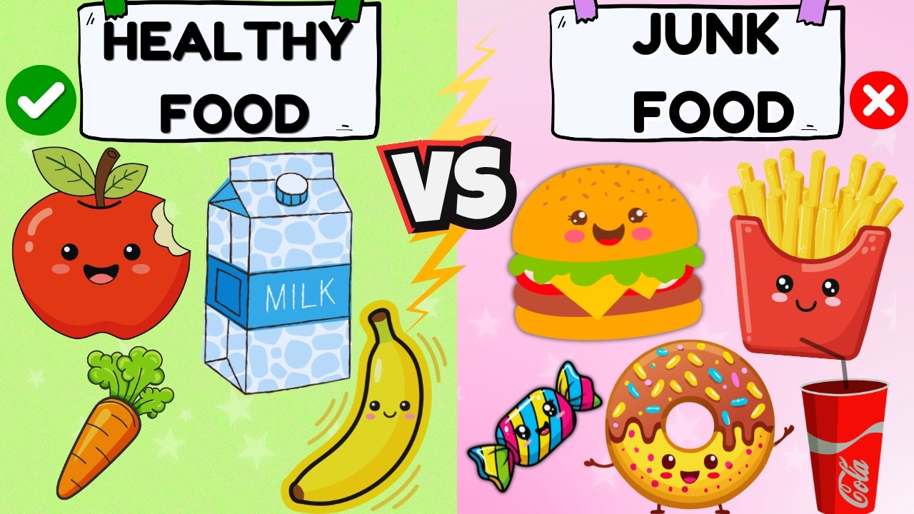 Healthy Food and Junk Food for Kids | Food Learning Video for Toddlers ...
