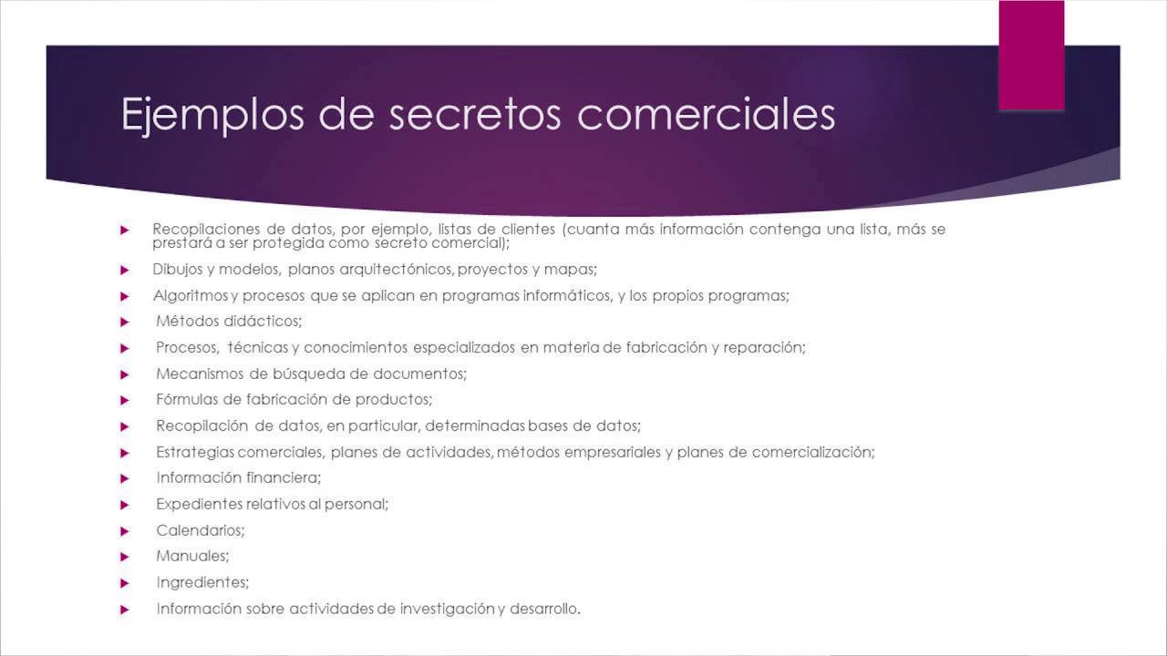 Ejemplos de secreto comercial YouTube Ejemplos de secreto comercial YouTube