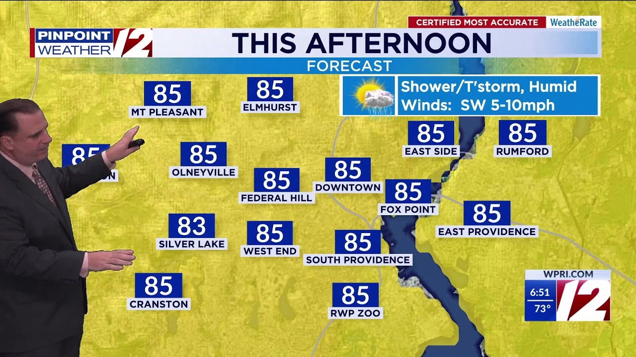 WPRI 12 Weather Forecast for 8/14/25: Very humid today with a few ...