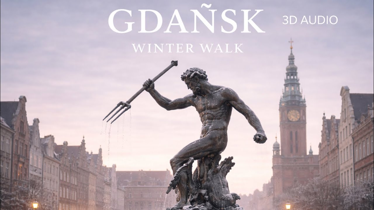 GDAŃSK 4K 🇵🇱 Winter Silent Walk | Old Town, Motława & Historic Ships (3D Audio)