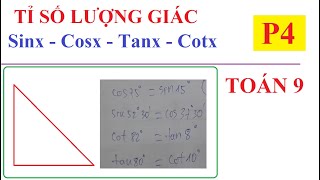 TỈ SỐ LƯỢNG GIÁC CỦA GÓC NHỌN. BÀI TẬP SGK TOÁN LỚP 9 -P4