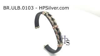 HPSilver - Unique Leather Bracelets BR.ULB.0103, Black Leather with Copper, Adjustable Cuff Bracelet