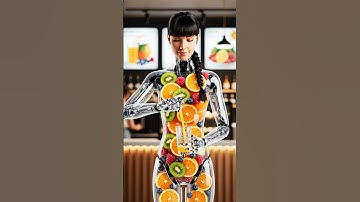 The glass juice girl is here — a futuristic transparent robot girl filled