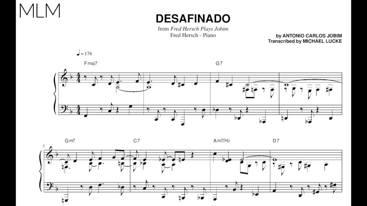 Fred Hersch - Desafinado - Transcription - YouTube