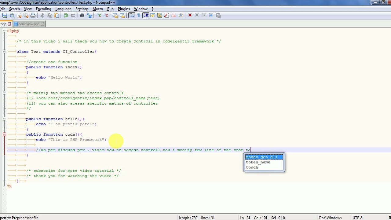 View in Codeigniter Framework - YouTube