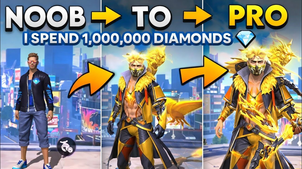 Noob to Pro 😱 Spend 1,000,000 Diamonds 💎 Level 1 Free Fire I'd 🎁