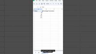 UNARY_PERCENT Function in Google Sheets — Formula #63 of 500 #Shorts
