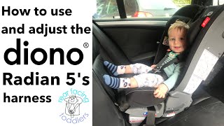 How to use and adjust the Diono Radian 5 rear facing car seat’s harness