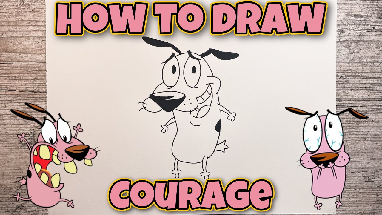 HOW TO DRAW COURAGE COURAGE THE COWARDLY DOG Easy StepbyStep