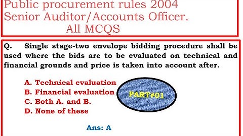 PPRA RULES 2004 ALL MCQS|PART #01|For Senior Auditor |Accountant Accounts officer|#FPSC#