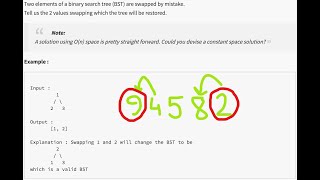 13.4 RECOVER BINARY SEARCH TREE(Tree)-Interviewbit #tree#interview#bst