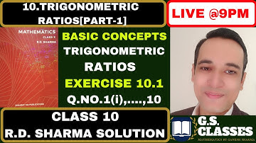10. TRIGONOMETRIC RATIOS [PART-1] R.D. SHARMA SOLUTION  CLASS 10