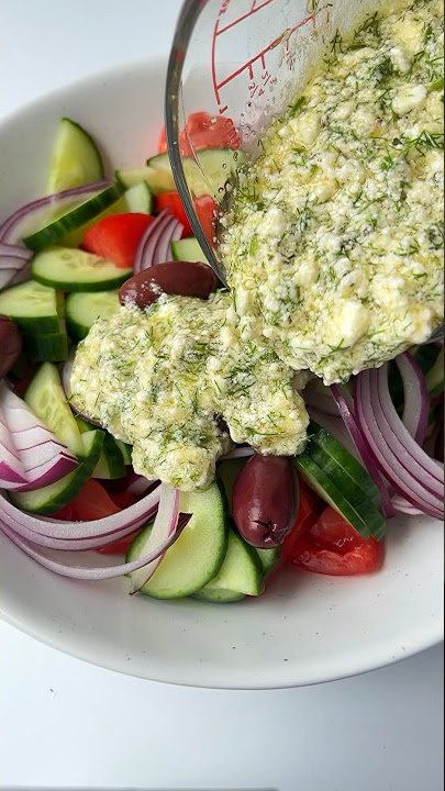 Download lagu The Best Way to Make a Greek Salad (with a Feta Dressin) 🤤 #greekfood #recipe #shorts