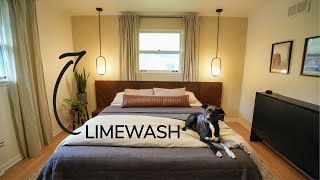 Limewash Accent Wall + Pendant Light Installation | Bedroom Transformation