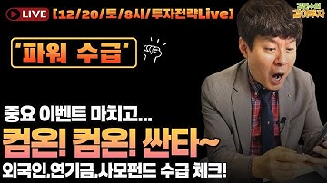 [12월20일#파워수급] 투자전략 LIVE! 중요 이벤트 마치고.. 싼타랠리를 기다리며.. 수급#외국인수급#연기금수급#사모펀드수급#특징주