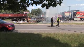 Evansville crash on Highway 41 results in burning vehicles