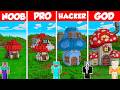 Smurf House Build Battle Challenge - Noob vs Pro vs Hacker vs God - Minecraft Animation