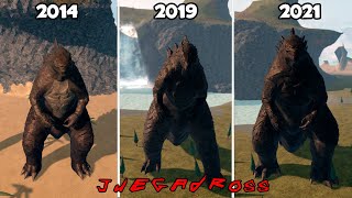 Comparacion de Godzilla 2014, 2019 y 2021  Habilidades y Gritos  Kaiju Universe Roblox