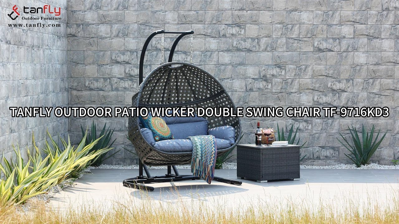 TANFLY OUTDOOR PATIO WICKER DOUBLE SWING CHAIR TF9716KD3 YouTube