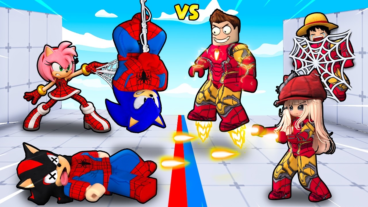 RIVALS IRONMAN VS SPIDERMAN CHALLENGE IN ROBLOX !!