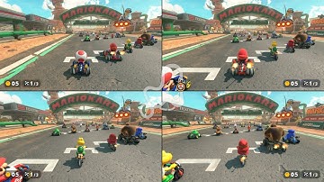 Mario Kart World 4-Player Split Screen Local Co-Op Nintendo Switch 2 Gameplay! - Mushroom Cup!