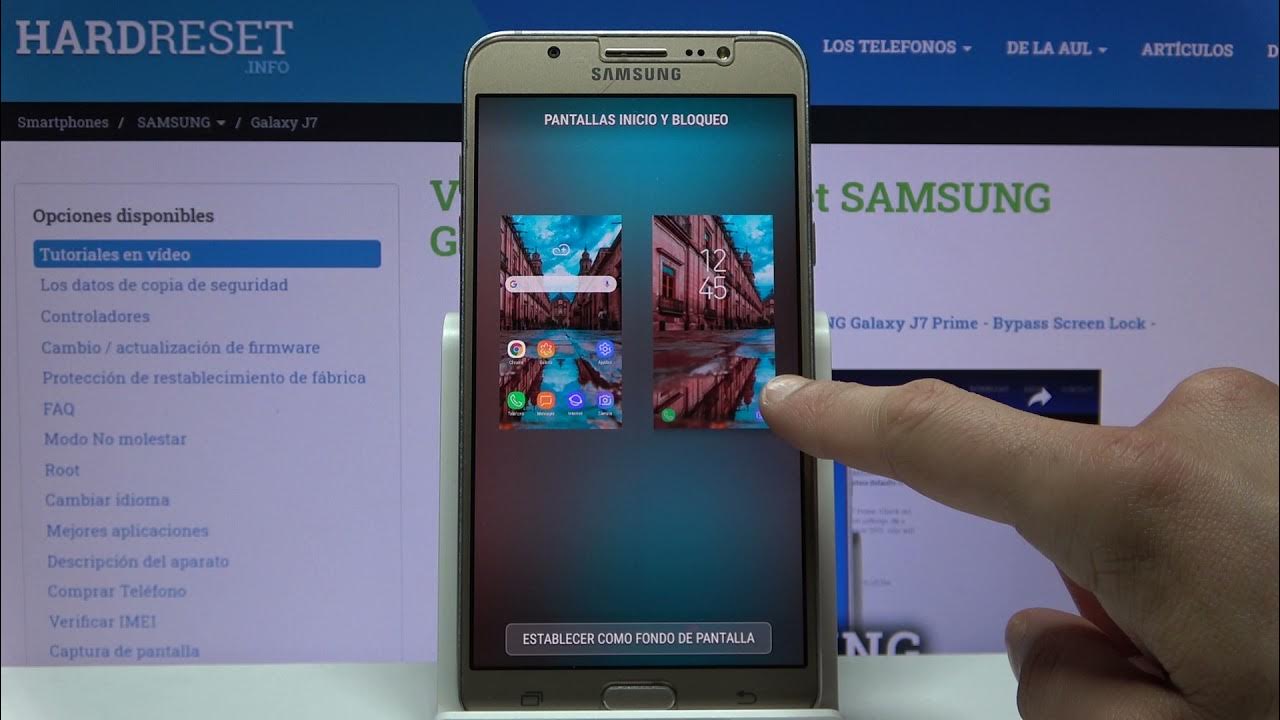 Cómo poner fondo de pantalla en Samsung Galaxy J7 2016 - cambiar pantalla  de inicio y de bloqueo - YouTube